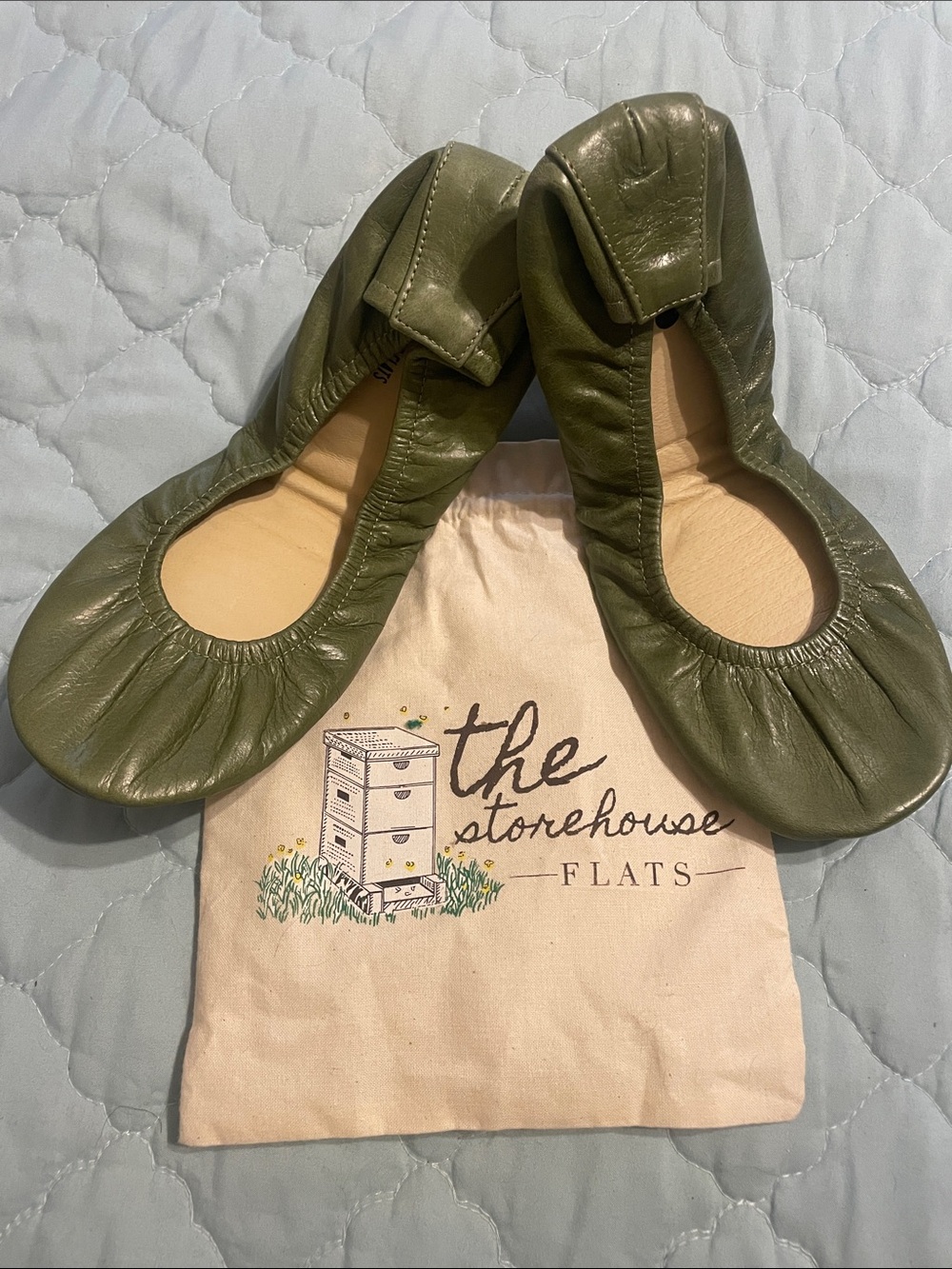 The Storehouse Flats Olive Leather Ballet Flats